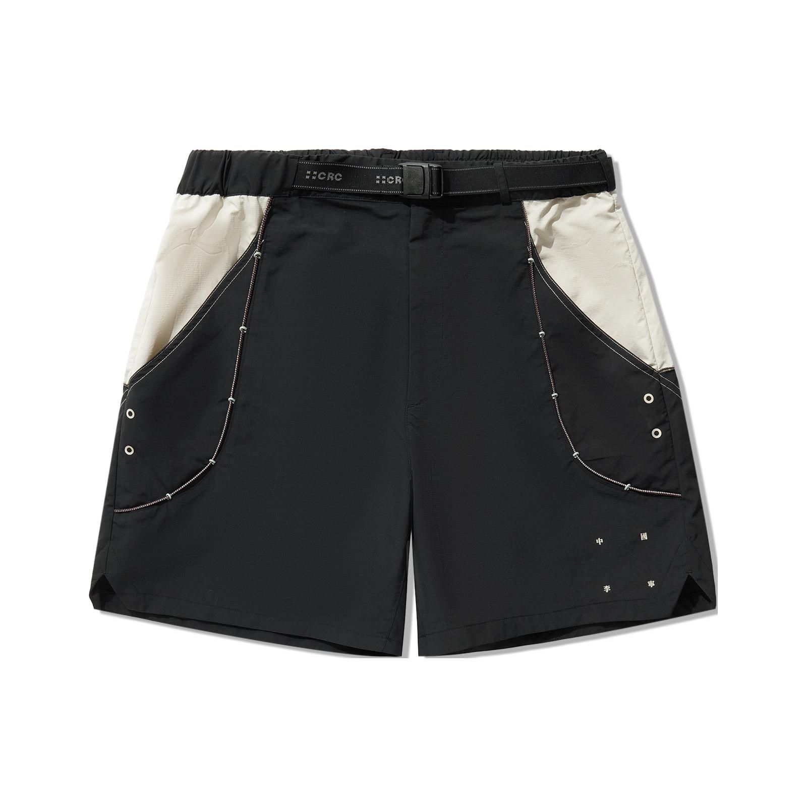 Li-Ning x CRC Co-Branded Water-Resistant Color-Block Shorts Black White Unisex AKSU661-2 M