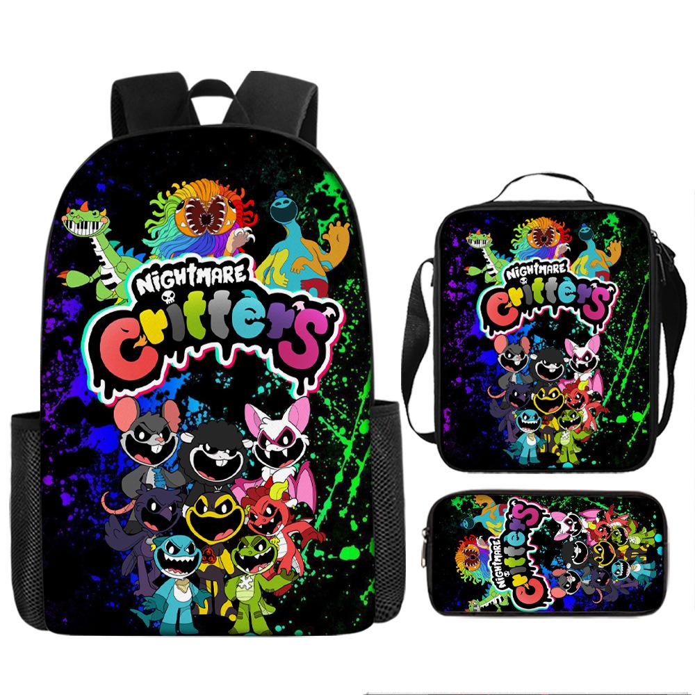 Poppy's Playtime 4 Elementary School Bag Nightmare Critters Large Capacity Backpack 3-piece Set