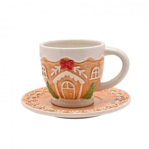 Santa & Friends Ceramic Gingerbread Teacup And Saucer