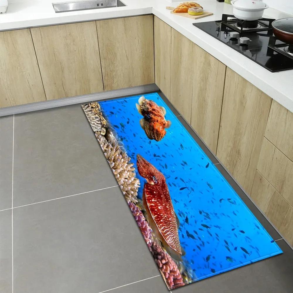 Underwater World Pattern Home Kitchen Floor Mat Door Decoration Floor Mat