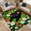 Multiple sizes Black cat and flowers Carpet for Living Room Bedroom Sofa Home Decor Rus Non-slip Floor Mat Luxury Gift