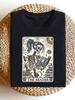 The Reader Card T-Shirt Halloween Retro Casual Crew Neck Printed T-Shirt