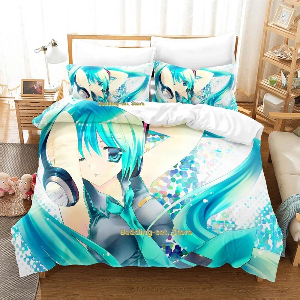 Elegant Classic Single Twin Full Queen King Vocaloid Size Bed Adult Kid Bedroom Duvetcover Sets 3D Anime Quilt