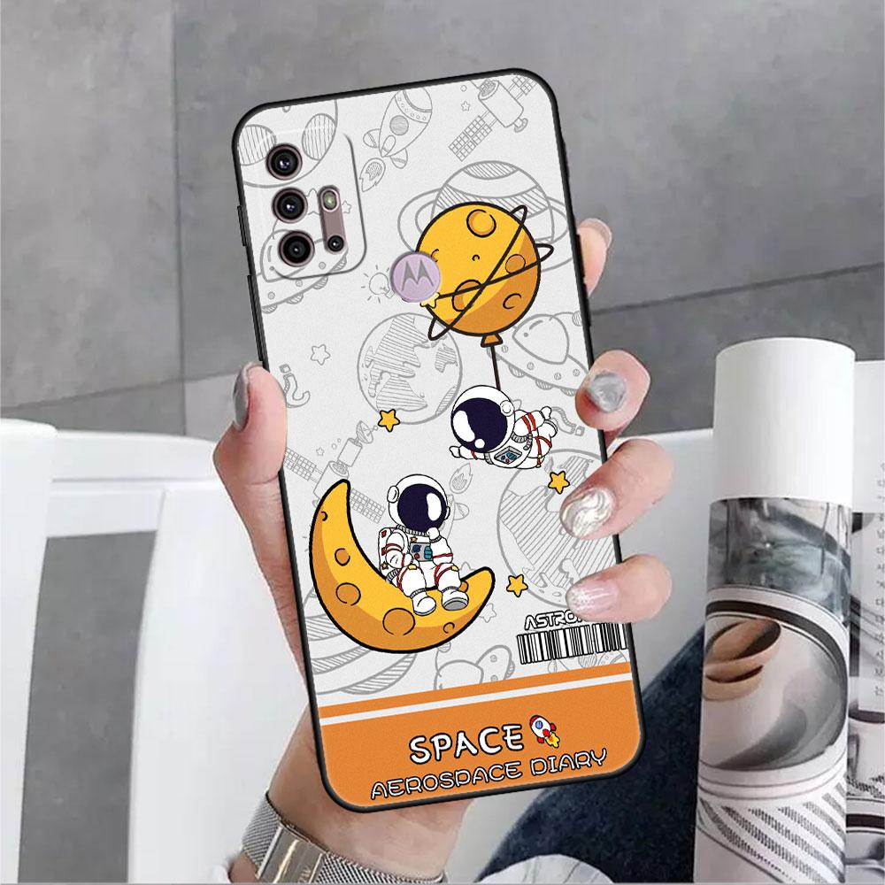 Modische Coole Astronauten-Hülle Für Motorola G30 G60 G9 Play ONE Fusion G8 G50 E6s G82 Edge 20 Pro G Stylus 2021 Weiche Handy-Capas