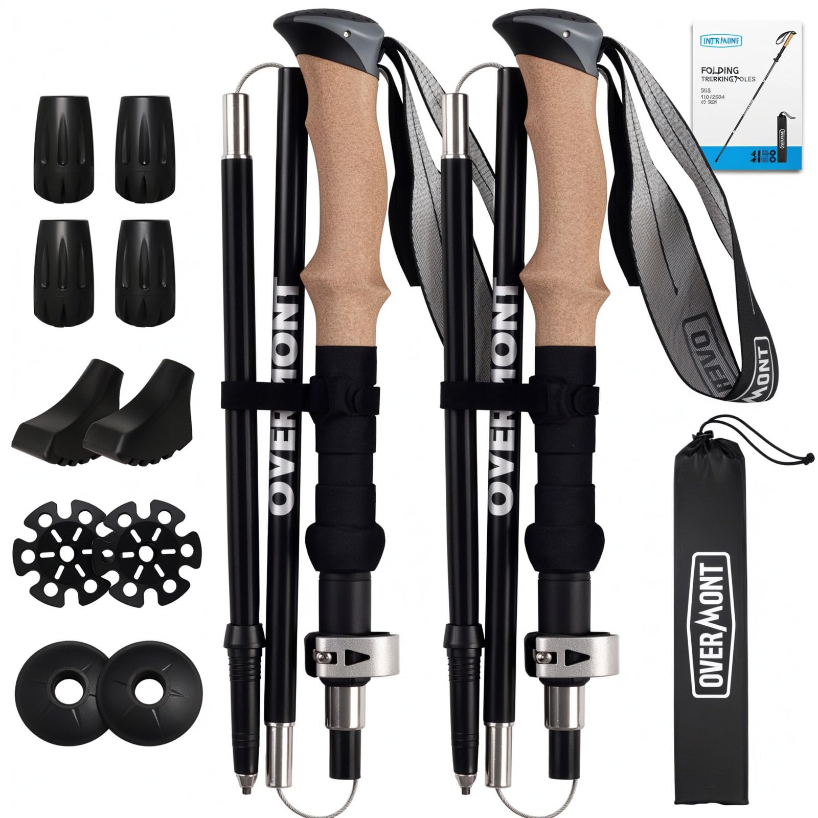 

Overmont Trekking Poles, A7075 Aluminum, Set of 2, Ultralight, 105-125cm Telescopic, Trekking Sticks, Hiking Poles, Walking Poles, Aviation Quality Po