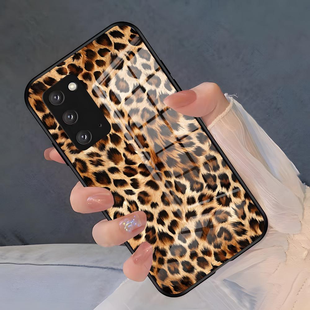 Luxurious Leopard Print Phone Case For Samsung S26 S25 Plus S20 S20 Plus S22 Ultra S23 FE S21 Plus S21 Ultra Glass Cover
