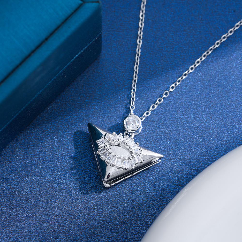 Elegant Two-Tone Titanium Steel Triangle Pendant Necklace for Women