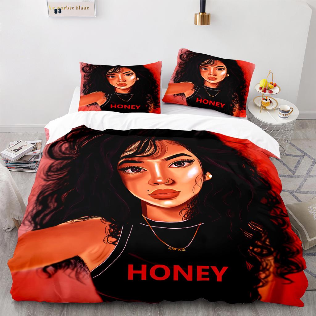 Home Textile Girl Quilt Cover Digital Printing Three-Piece Set 3D