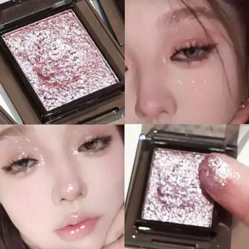 Purple Iris Flower! Colorful Single-Color Eyeshadow, Matte Single Blue Highlighter, Sparkling Pink Base, White and Green
