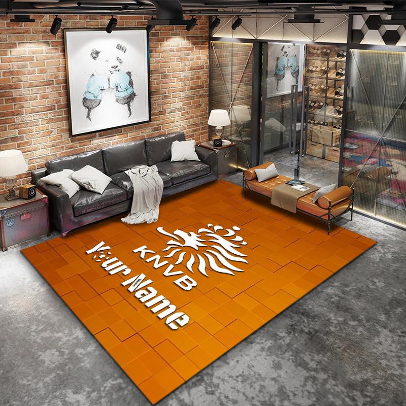 Knvb Wappen Benutzerdefinierter Name Teppich Teppich für Wohnzimmer Schlafzimmer Zuhause Sofa Dekoration Kinder Spielen Rutschfeste Fußmatte