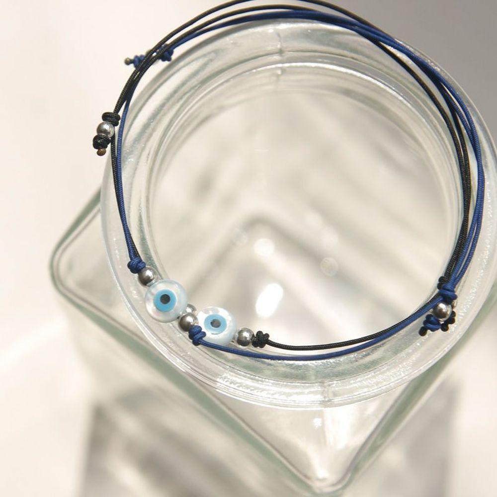 J.Lauren Evil Eye Mother-of-Pearl Silver Ball Silk Knot Bracelet B0952 [31945759]
