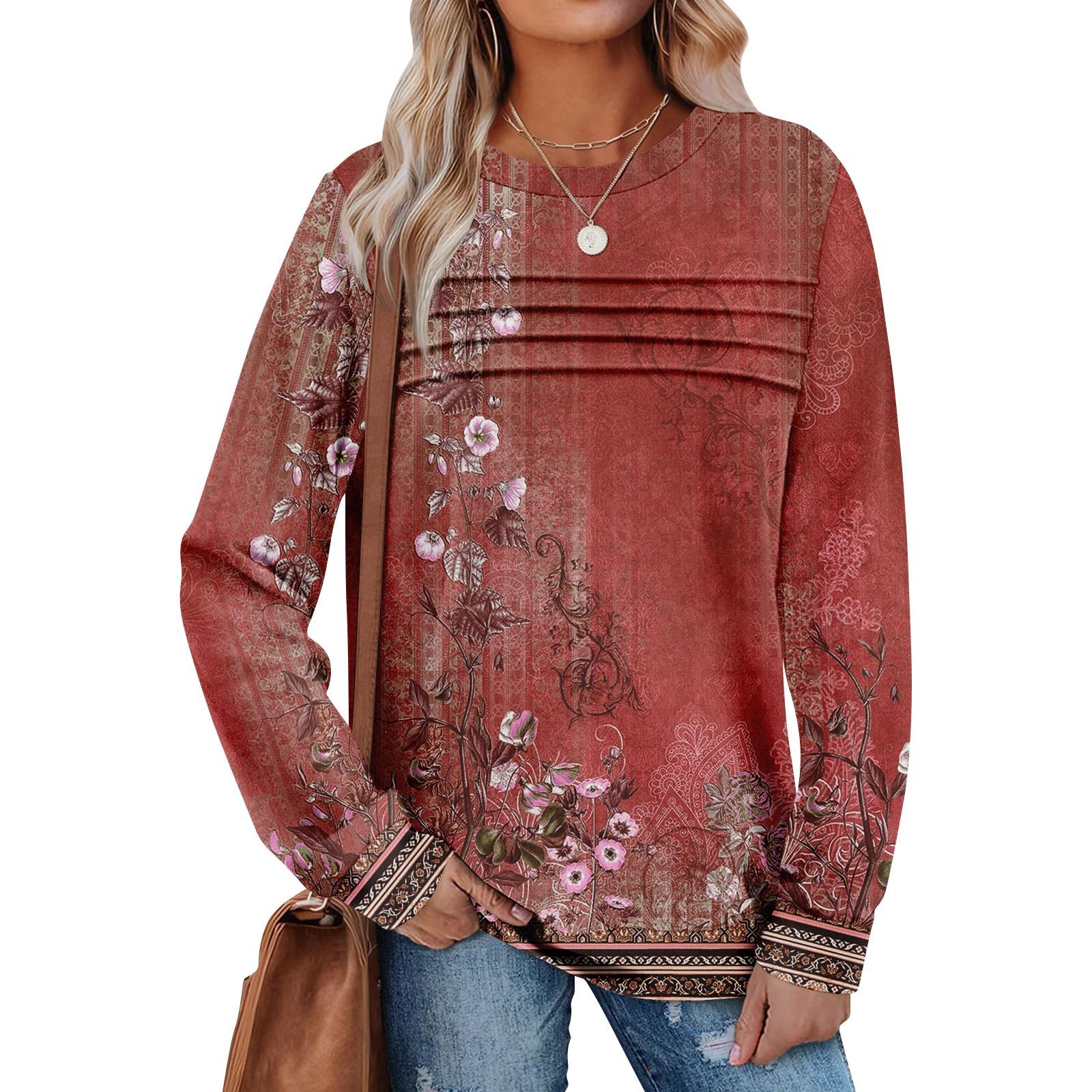 

Женский повседневный свитшот с длинным рукавом и круглым вырезом, приталенный плиссированный топ S красный