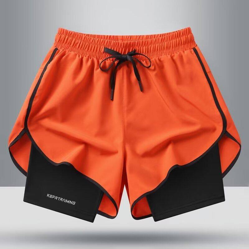 Herren & Damen Eis Seide Schnelltrocknende Shorts Sommer Herren Locker Atmungsaktiv Fake Zweiteiler Fitness Workout Shorts Herren Fitnessstudio Laufen Tägliche Kleidung