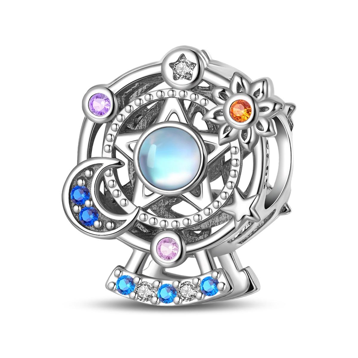

Authentic Original Copper Metal Charm Bead Components Luxury Blue Star Moon Ferris Wheel Bead Components Compatible With Bracelet High Quality Fine