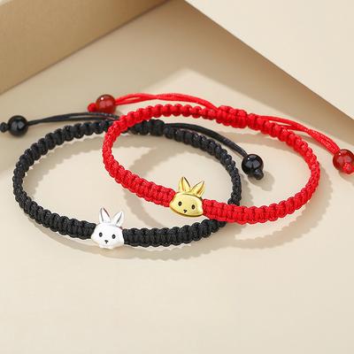 Original Cute Rabbit Couple Bracelet, A Pair of Boys and Girls Design Sense Niche Hand Rope, Birthday Commemorative Gift