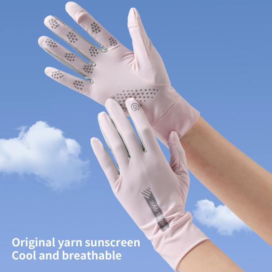 1 Pair Fingertip Opening Anti-slip Palm Letter Print Sunscreen Mittens Ladies Anti-UV Ice Silk Thin Gloves Cycling Accessories
