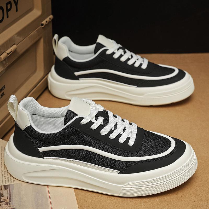 Light Luxury Niche Thick Baseplate Shoes Men's High Sense Summer New Low-top Versatile Mesh Casual Sports White Shoes