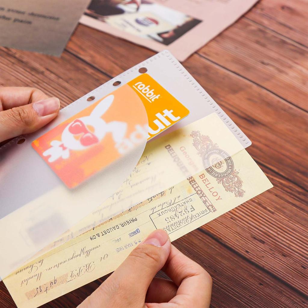 AxeWoodz 12pcs A6 Cash Envelopes Zipless Budget Envelopes Frosted PP Binder Pockets 2 Pocket Planner Erts for 6 Ring Binder