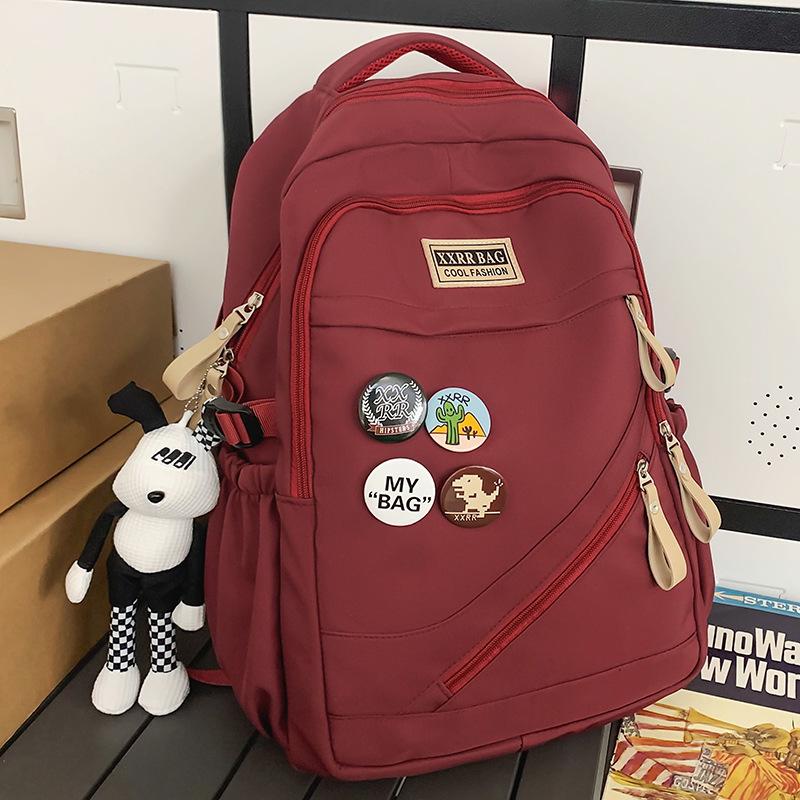 School bag Elementary school girl Junior high school student High school student College boy Burgundy backpack Backpack