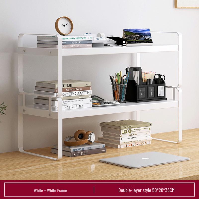 Wrought Iron Desktop Bookshelf for Bedroom, Living Room, or Office - Small, Simple Tabletop Organizer