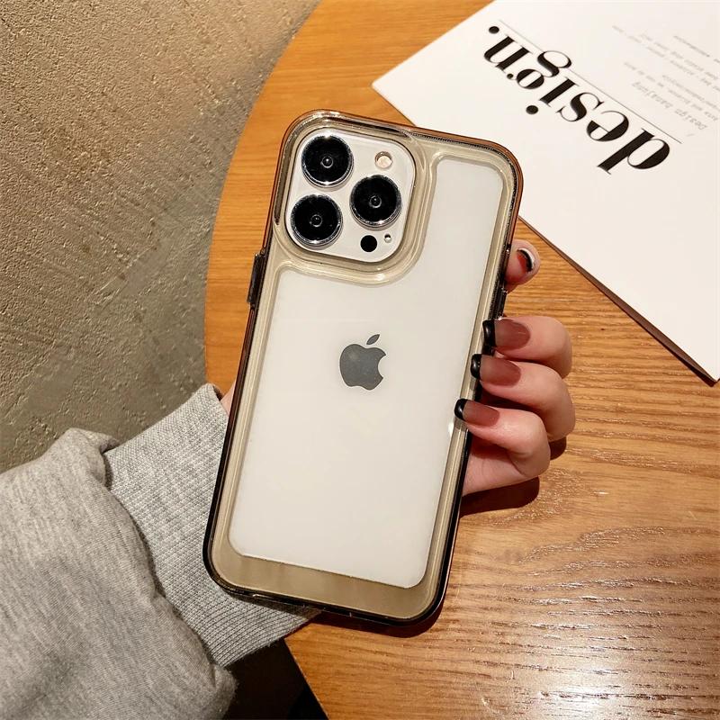 Transparent Shockproof Hard Acrylic Case For iPhone 16 15 14 13 12 11 Pro Max Plus 12 Mini 13 Mini Silicone Bumper Clear Capa
