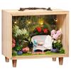 Moin Moin Dollhouse Miniature Handmade Kit Set Wooden Handbag Small World Garden Flower Flower Rose LED Light Slide Cover Wooden Frame Little