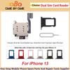 Dual SIM Card Reader Flex Cable For iPhone 13 Double SIM Card Tray Slot Holder Adapter Connector Repair Black White Green Blue