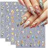 Spring Flower Nail Stickers Colorful Petals Beauty Summer Flowers Leaves Plants 5D Embossed Nail Decals Self-Adhesive Sunflower Daisy Nail Art