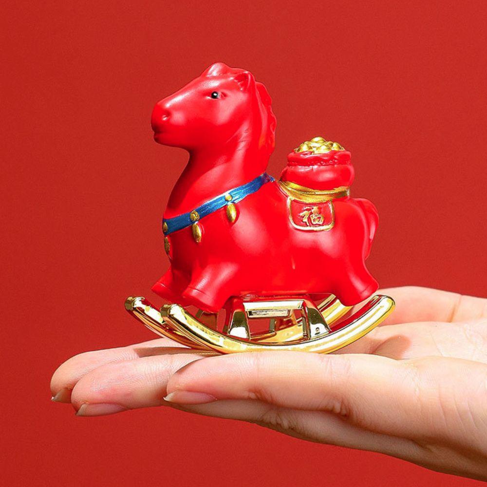 with Blessing Word Year of The Horse Zodiac Ornament Mini Horse Mascot Statue Study