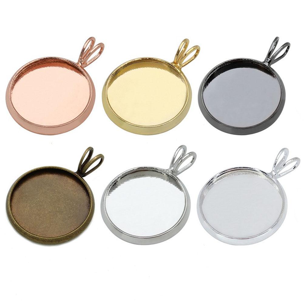 10Pcs Round Pendant Trays 10Mm Copper Plated Vintage DIY Jewelry Bezel Tray Pendants for Resin Crafts Gifts Making Accessories