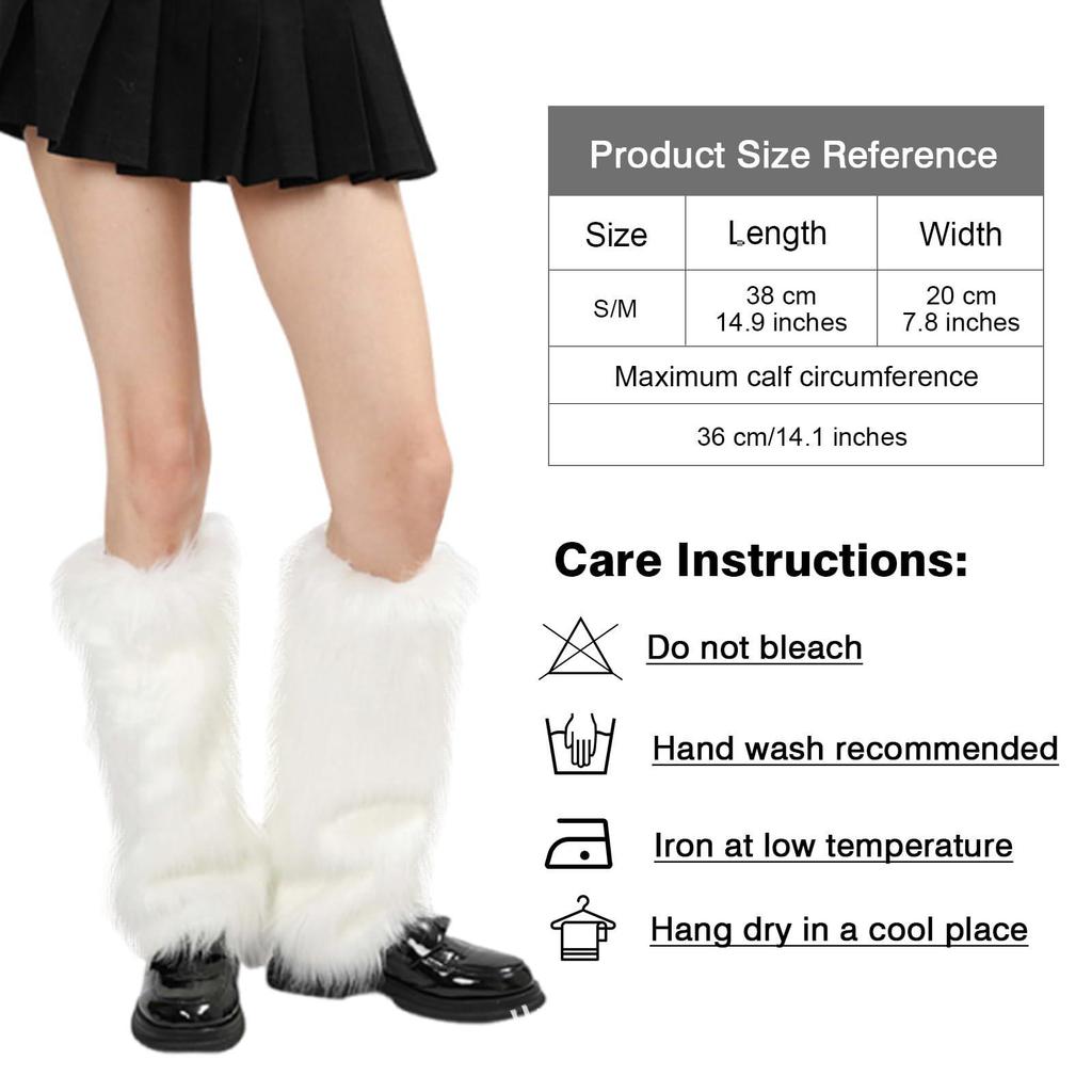 Women's Long-Haired Faux Fur Plush Leg Warmers - Winter Fluffy Boot Cuffs for Halloween & Christmas Costumes