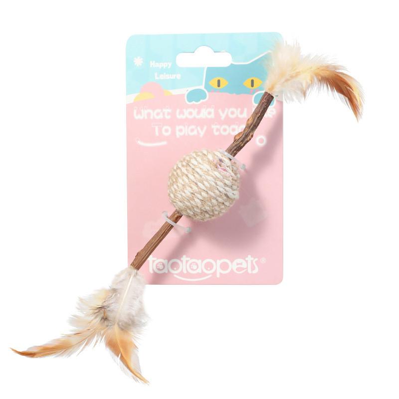 Pet Chew Toy With Feathered Mouse And Ball For Cats