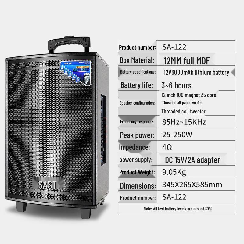 SAST SA-122 12-inch Portable Karaoke Speaker