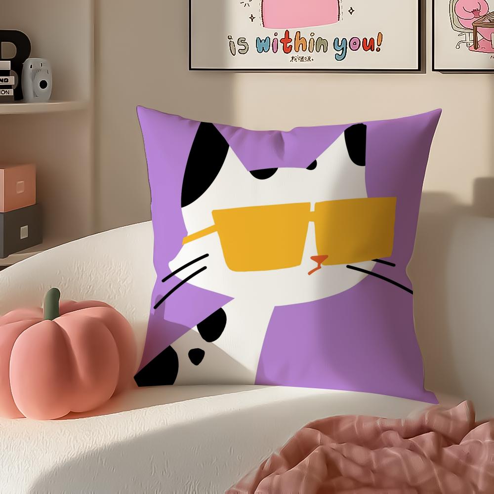 Cute Cartoon Animal Art Cushion Cover Pillowcase Short Plush Invisible Zipper Room Sofa Cushion Cover