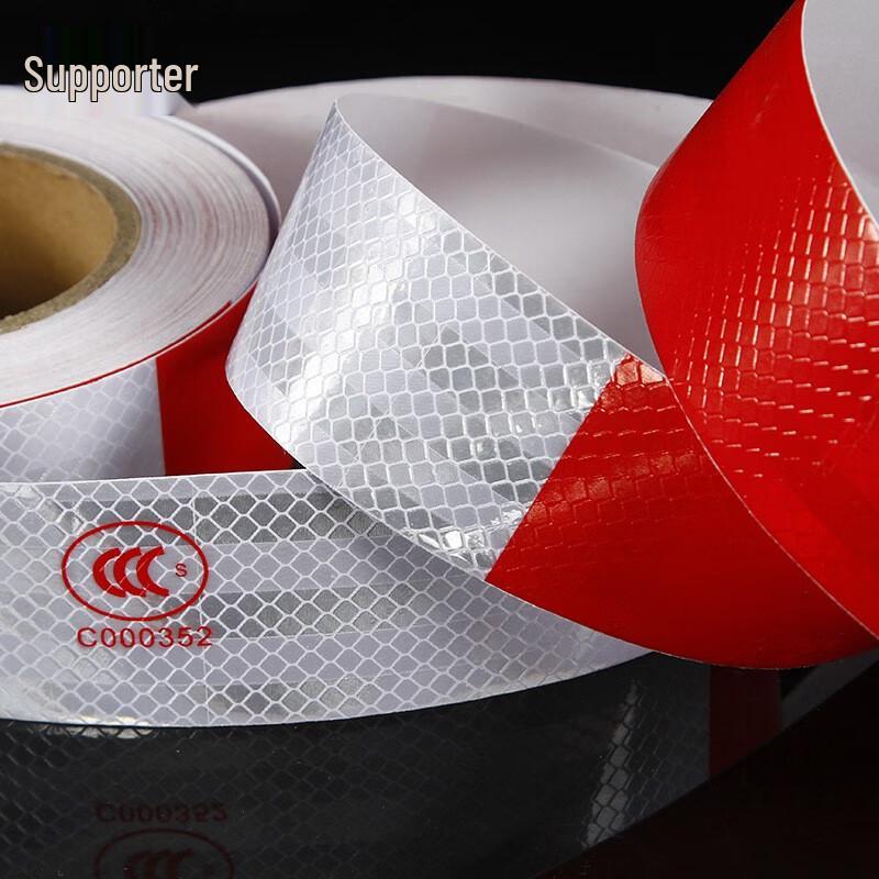 Supporter Red & White Lattice Reflective Truck Safety Tape