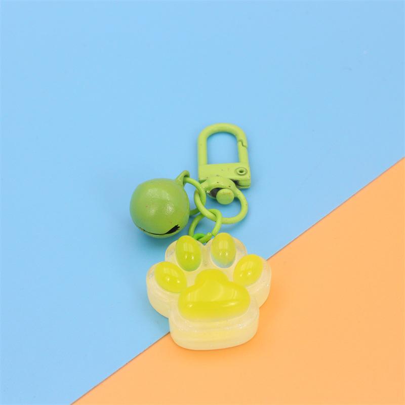 Creative Luminous 3D Cat Paw Pendant Keychain Cute Cartoon Cat Paw Keyring Exquisite Handbag Decoration Accessories Gifts
