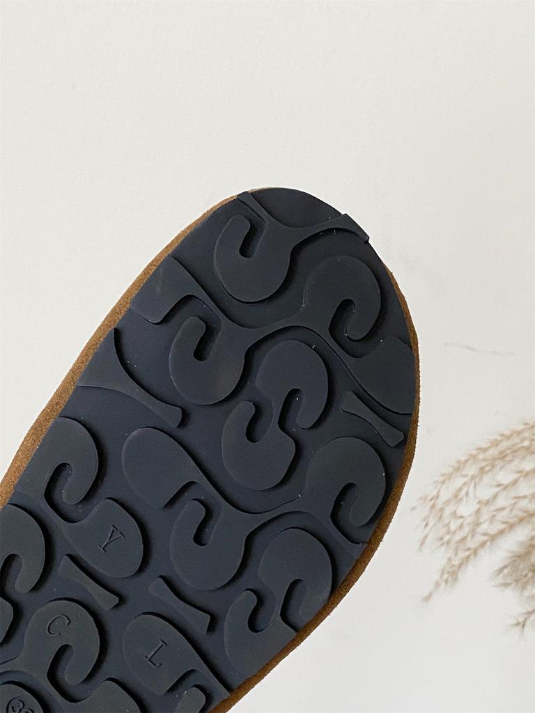 2025 new round head thick bottom fringed flat bottom commuter work matte cowhide college style small leather shoes