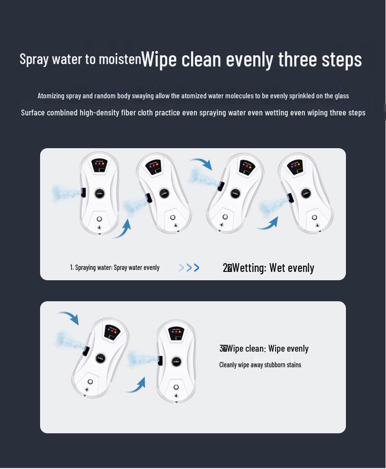 Inteligentny Robot do Mycia Okien Sterowany Zdalnie z Automatycznym Spryskiwaczem Wody i Regulowanymi Ustawieniami