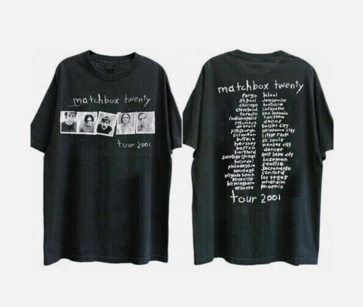 Matchbox Twenty Band Tour 2001 Black Short Sleeve Cotton T-shirt