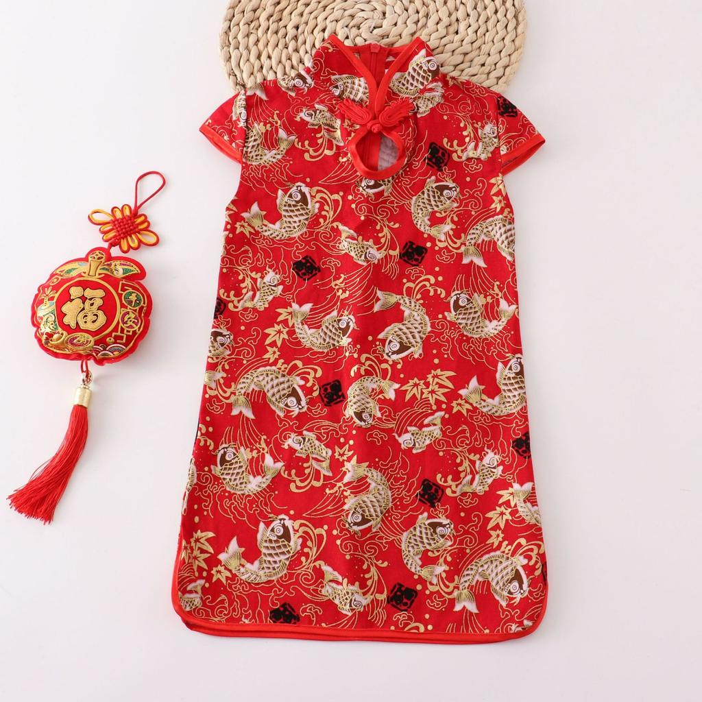 Girls' Cheongsam Performance Clothes, Chinese Style, Big Children's Dress, Princess Dress, Summer Dress