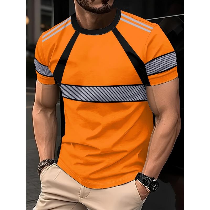 2026 Sommer Herren Europäischer Stil Neues Gestreiftes Print Weiches und Atmungsaktives Rundhals-T-Shirt für Freizeit, Sport und Outdoor