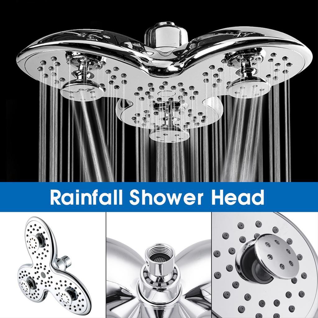 Supercharged High Power ABS 9.6 Inch Rainfall ShowerHead Trident Shape