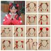 Flower Chinese New Year Headwear Tassel Hanfu Hair Sticks Sweet Red Bow Hairband  Children