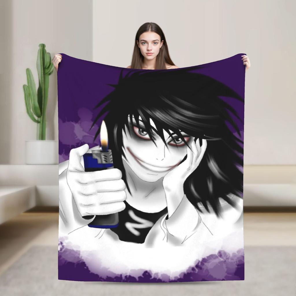 Badezeit Jeff the Killer Flanelldecke Superweiche Kuscheldecke für Schlafzimmer Picknick Lustige Tagesdecke Sofa Bettbezug