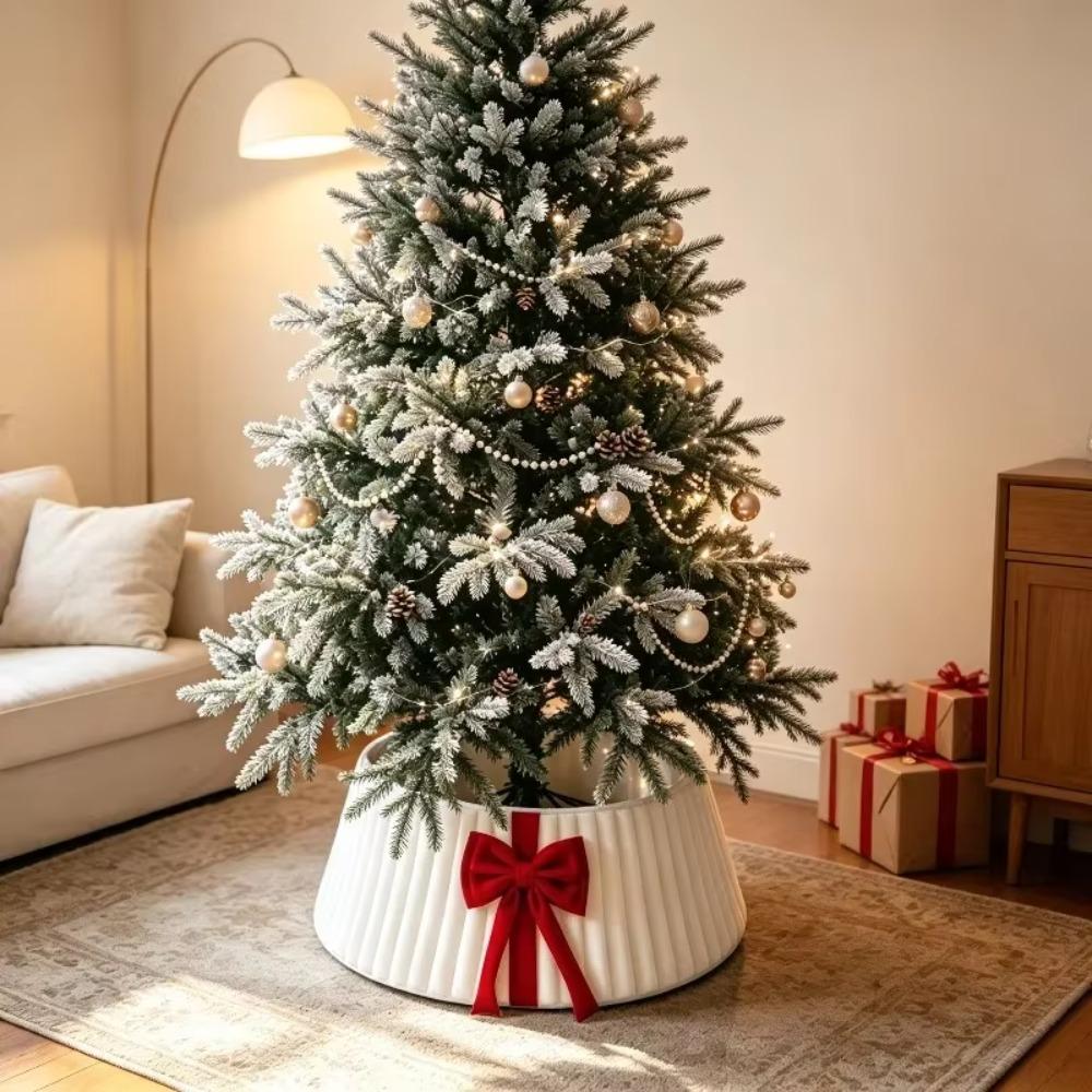Folding Velvet Christmas Tree Collar Strip Design Christmas Tree Base Protector Farmhouse