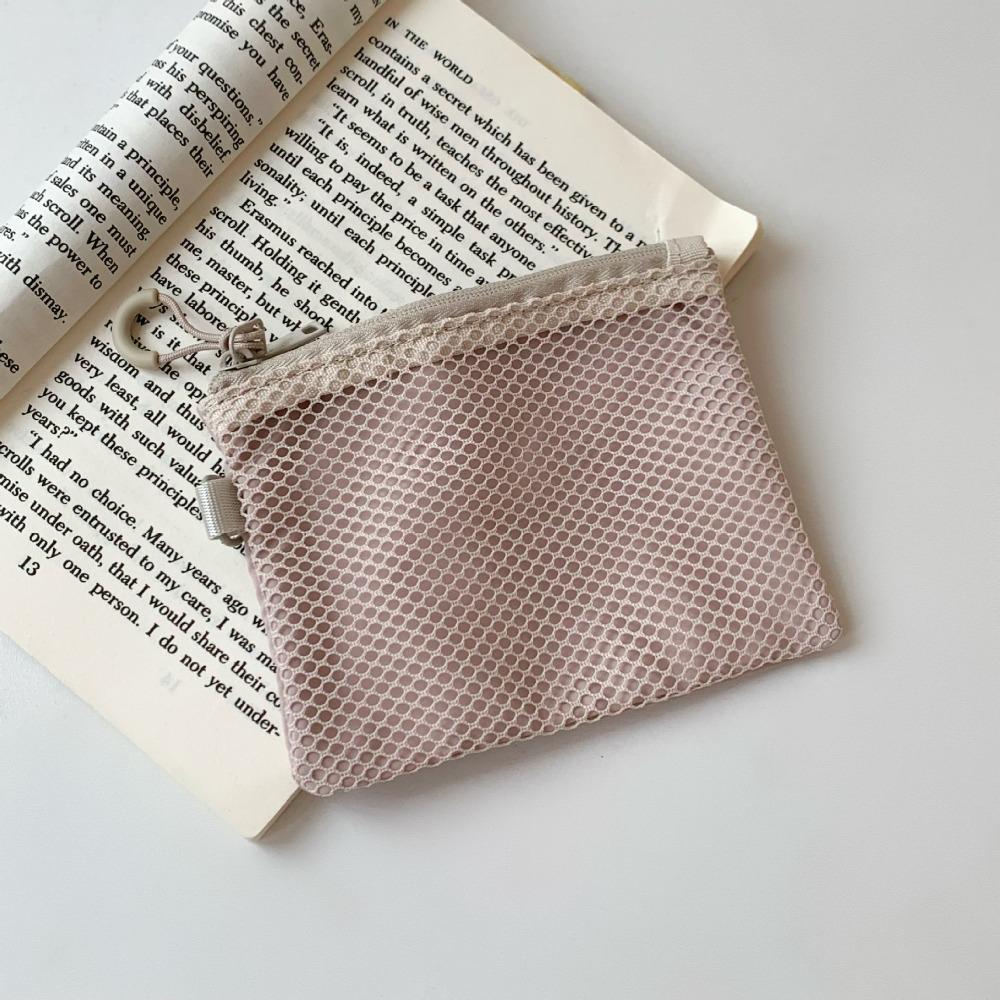

Lipstick Cosmetics Mesh Coin Purse Card Holder Travel Mini Bag Mesh Makeup Storage Bag Outdoor Beige S 13.5cm