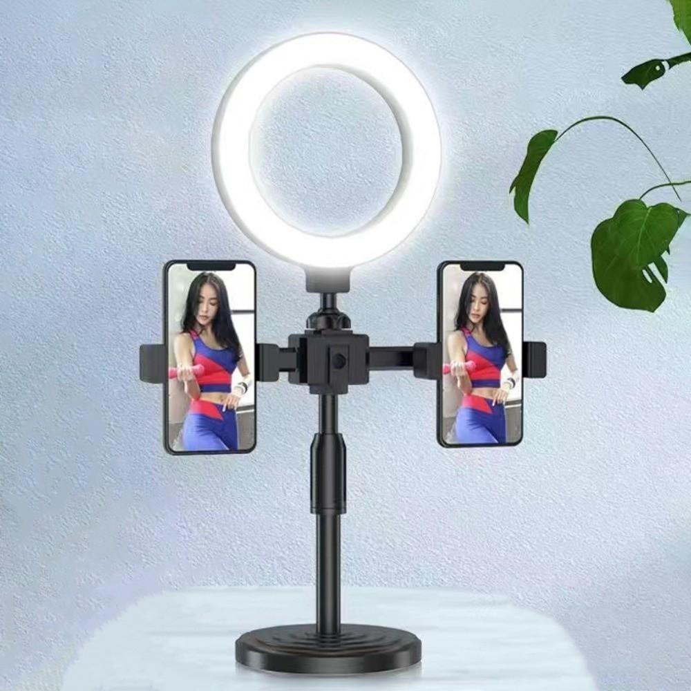 Dual Phone Position Fill Light Phone Holder Lighting Bracket LED Circular Light Live Learning