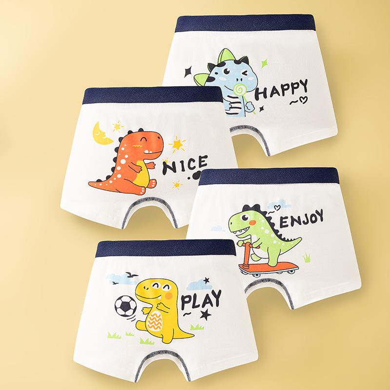 4 PCS Kids Boxer Underwear Cotton Cute Cartoon Vehicle Children Shorts Underpants Soft Boy Panties 3-12 Years Old