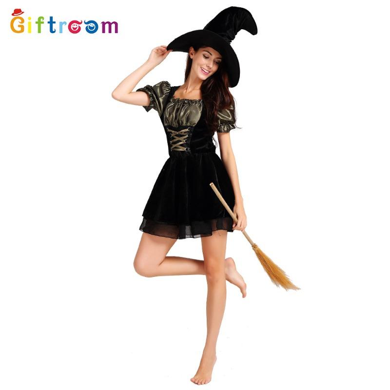 Western Halloween Costume Short Skirt Flannel Black Witch Vampire Ghost Stage Show Prop Costume