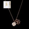Titanium Steel Hollow-out Rhinestone Love Heart Clover Necklace Environmental Protection Do Not Fade